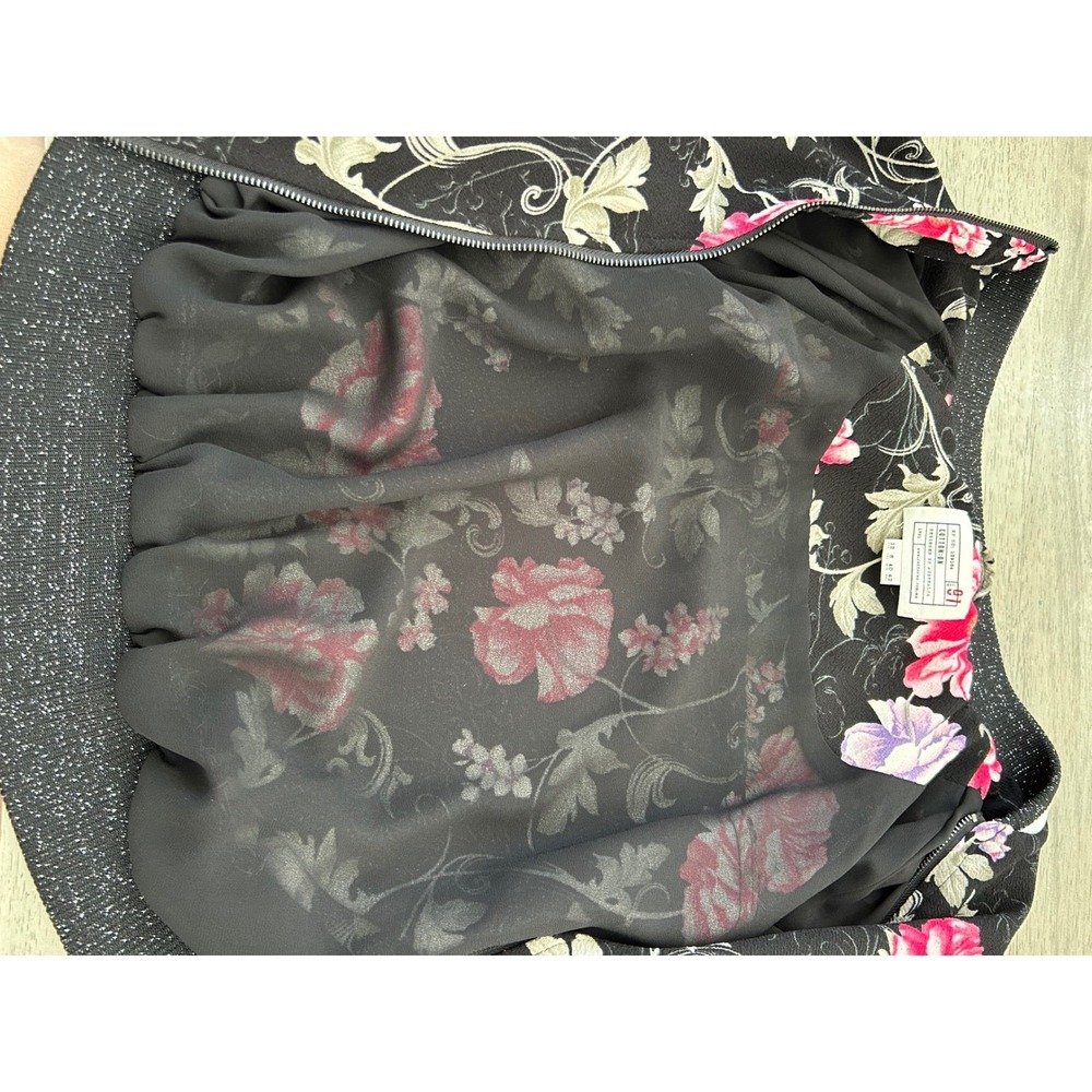 Cotton On Floral Bomber Jacket Black Pink Purple Varsity Trim Zip Up Womens 8 - Picture 9 of 10